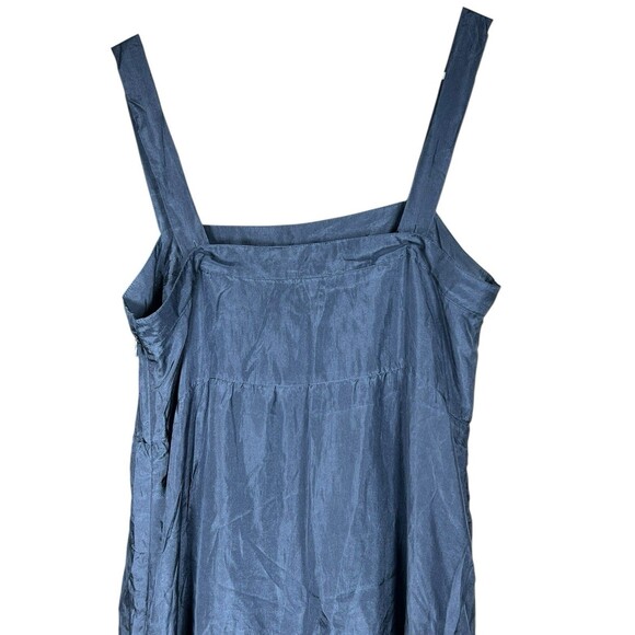 Eileen Fisher‎ Blue 100% Silk Tiered Sleeveless Maxi Dress Womens Petite Medium - Picture 9 of 16